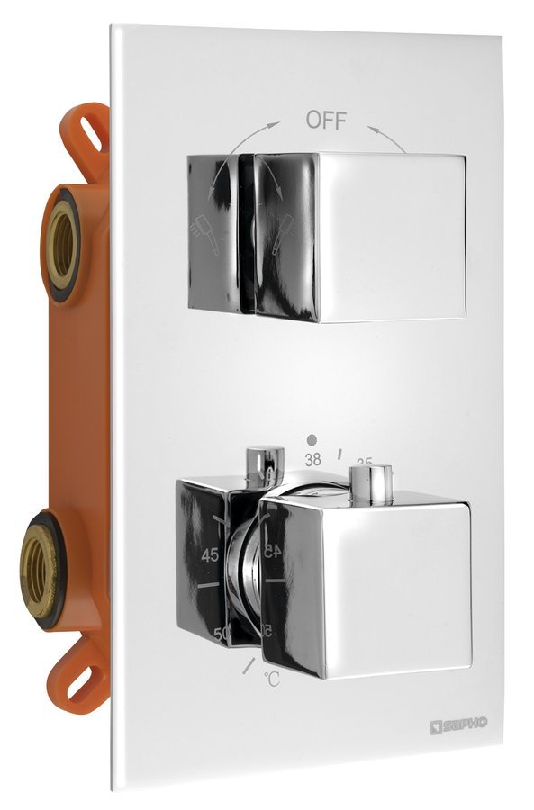 LATUS Thermostat-Unterputz Duscharmatur, Einbau-Box, 2 Wege, Chrom