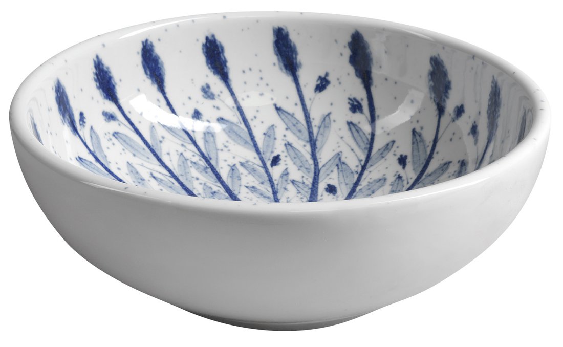 PRIORI Keramik-Waschtisch Durchmesser 41 cm, weiß mit Blaudekor