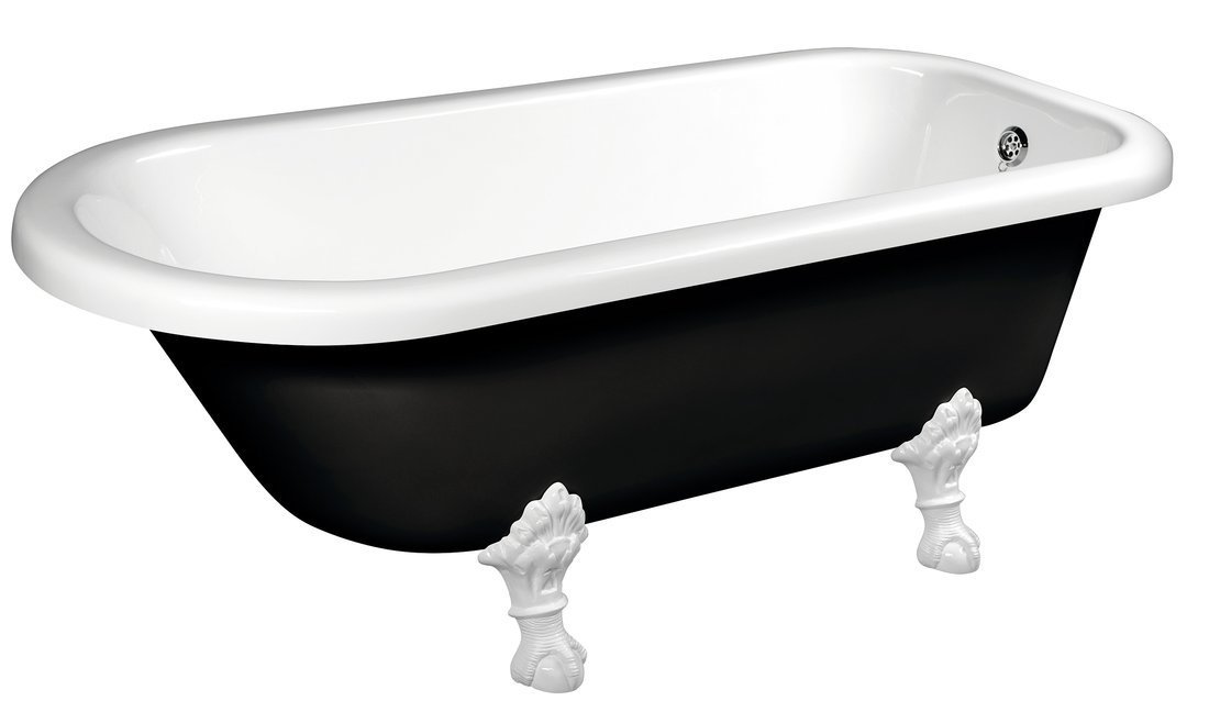 FOXTROT Freistehende Badewanne 170x75x64cm, Füße weiß, schwarz/weiß