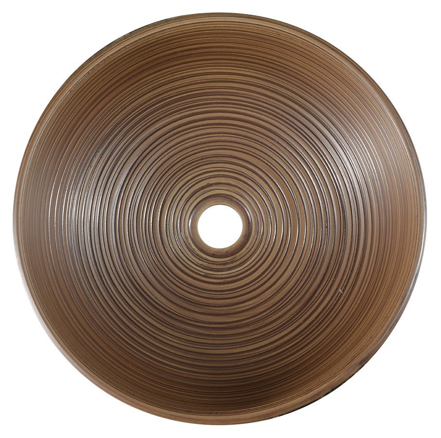 PRIORI Keramik-Waschtisch Durchmesser 41 cm, 15 cm, braun mit Blaudekor