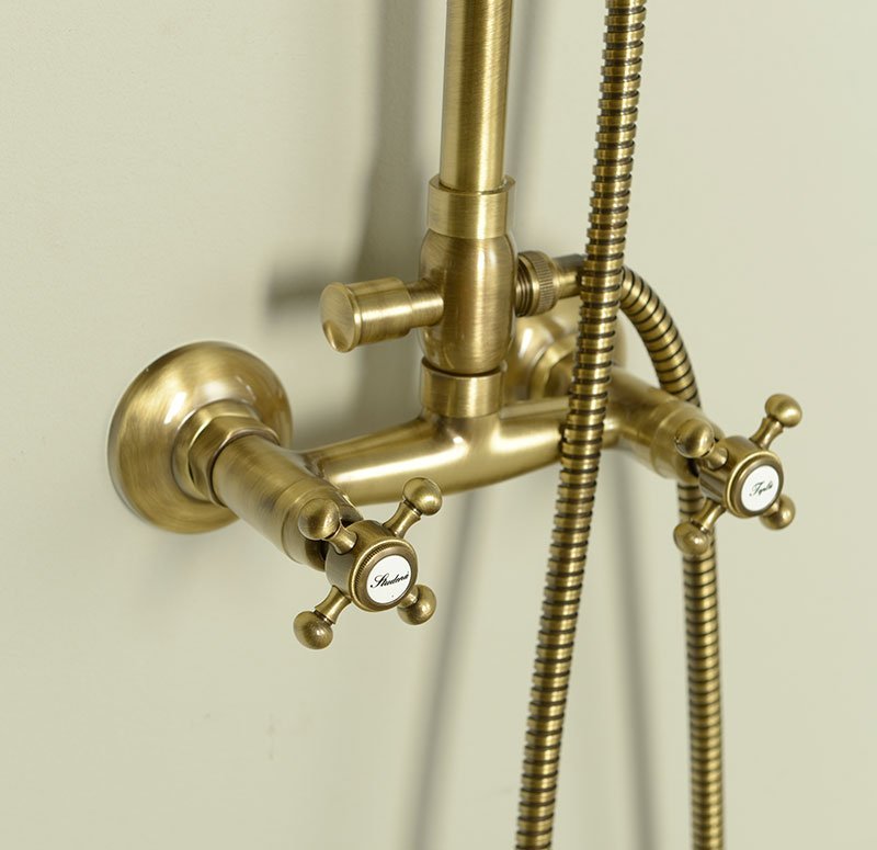 ANTEA Duschsäule ohne Armatur, Kopf- und Handbrause, bronze