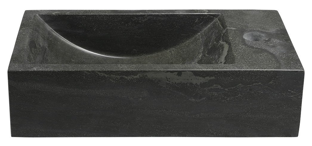 BLOK Stein-Waschtisch 40x10x22 cm, Loch rechts, Anthrazit schwarz