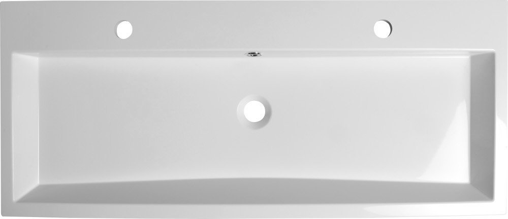 ORINOKO Gussmarmor-Waschtisch, 2x Armaturloch, 100x10x42cm, weiß