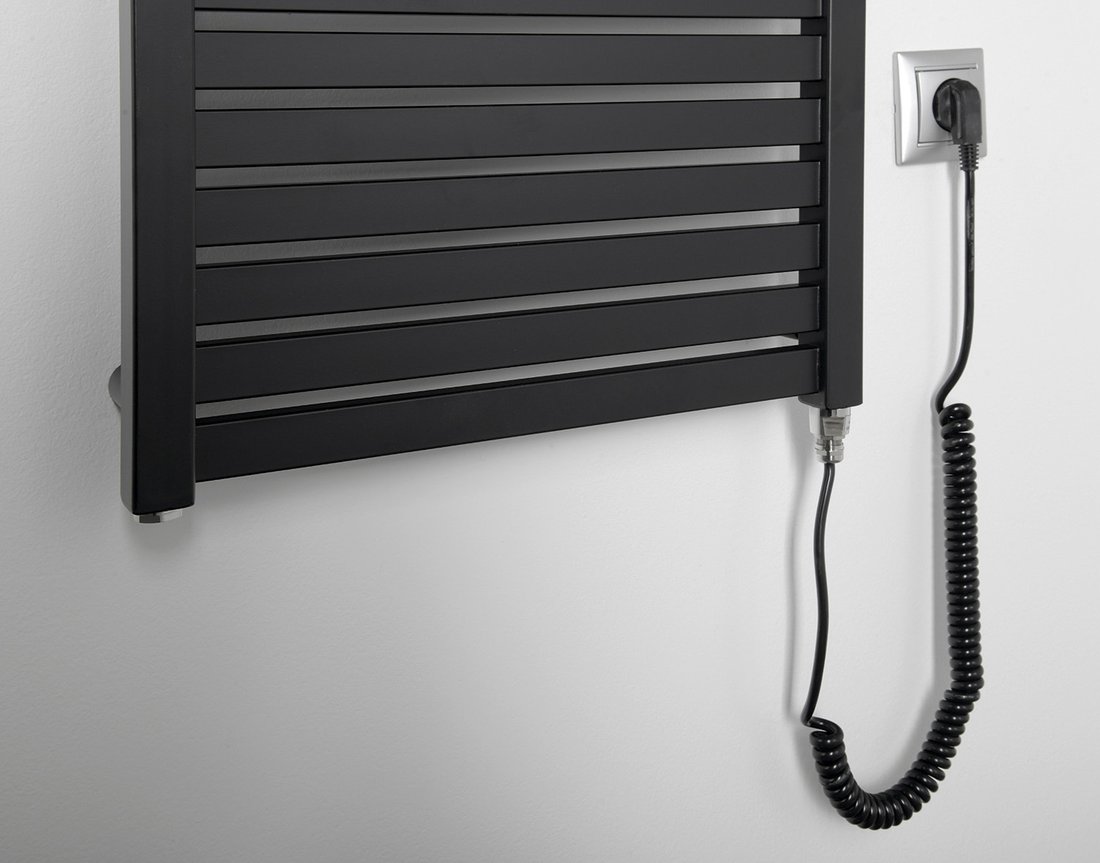 TONDI-E Elektrischer Badheizkörper, gerade, 450x1330 mm, 500W, schwarz matt