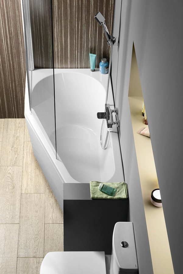 TIGRA asymmetrische Badewanne mit Füßen 150x75x46cm, links, weiß