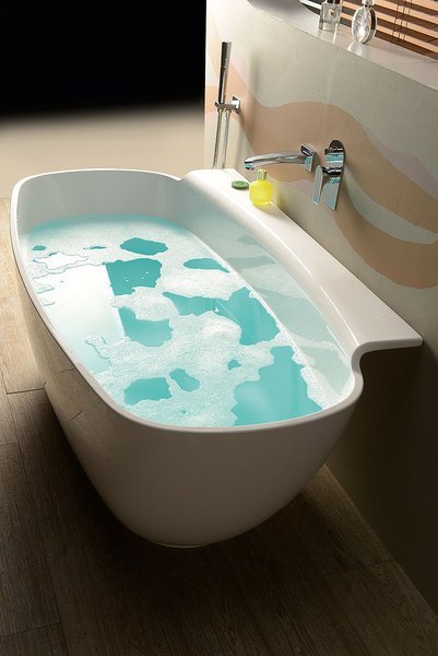 NIGRA Freistehende Gussmarmor-Badewanne 158x80x45cm, weiß