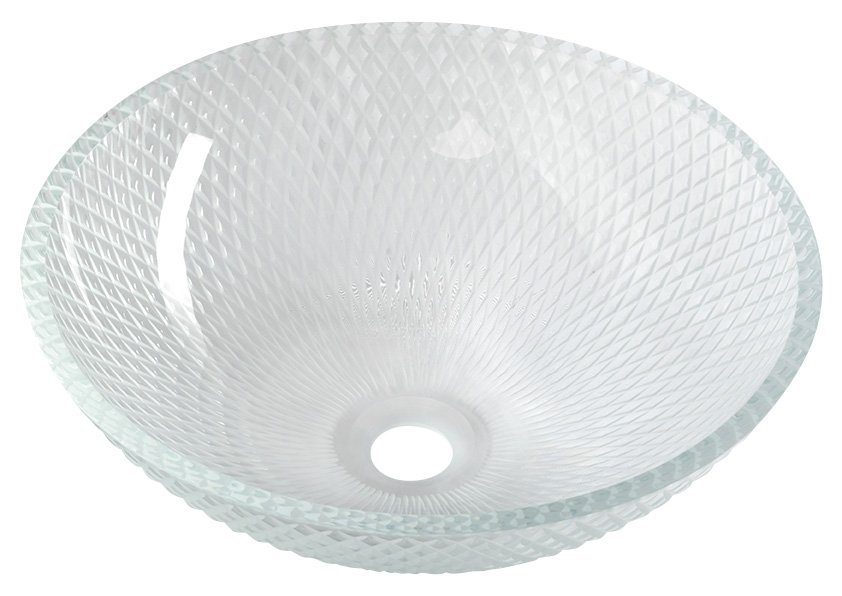 PUKETA Graviertes Glaswaschbecken, Durchmesser 42 cm, Klarglas