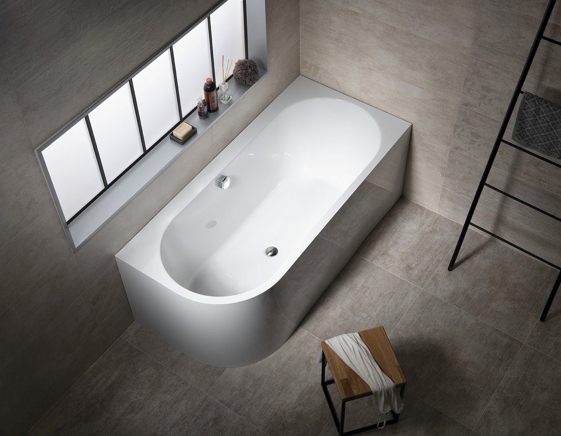 ASTRA R MONOLITH asymmetrische Badewanne 160x75x60cm, weiß