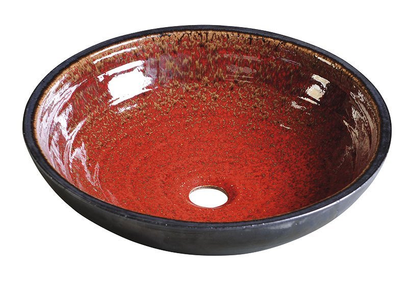 ATTILA Keramik-Waschtisch, Durchmesser 43 cm, Keramik, tomatenrot/Petroleum paint