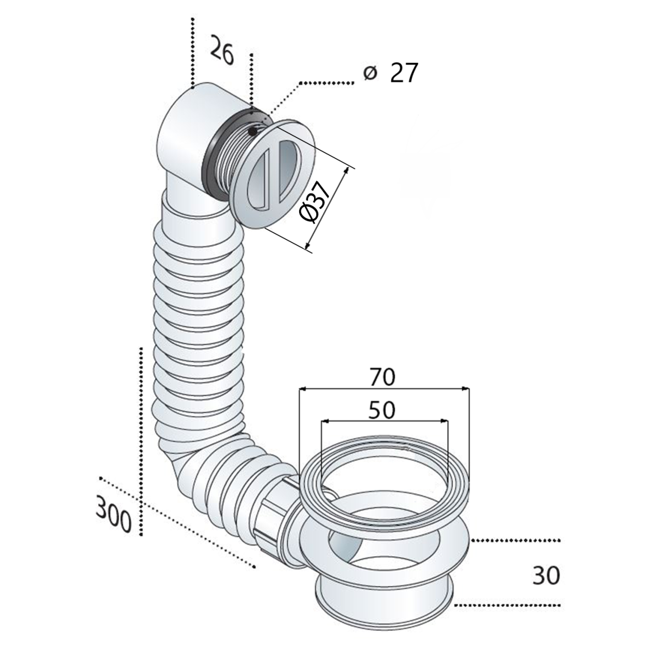 Überlaufgarnitur für Waschbecken mit Abstandhalter, Gitter ABS/Chrom