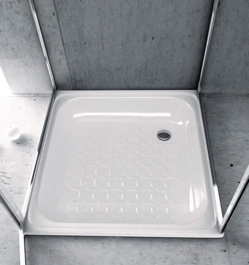 Emaille-Duschwanne, Quadrat, 80x80x16cm, weiß