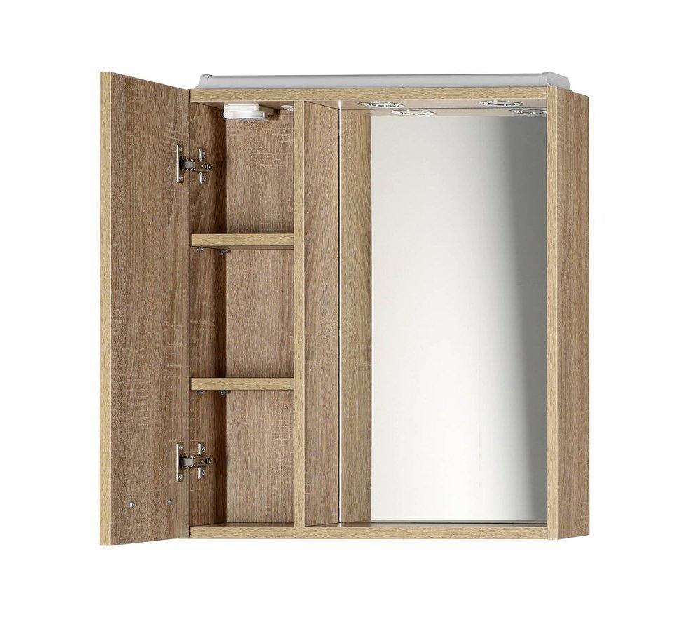 ZOJA/KERAMIA FRESH Spiegelschrank mit LED Bel. 60x60x14cm, links, Platineiche