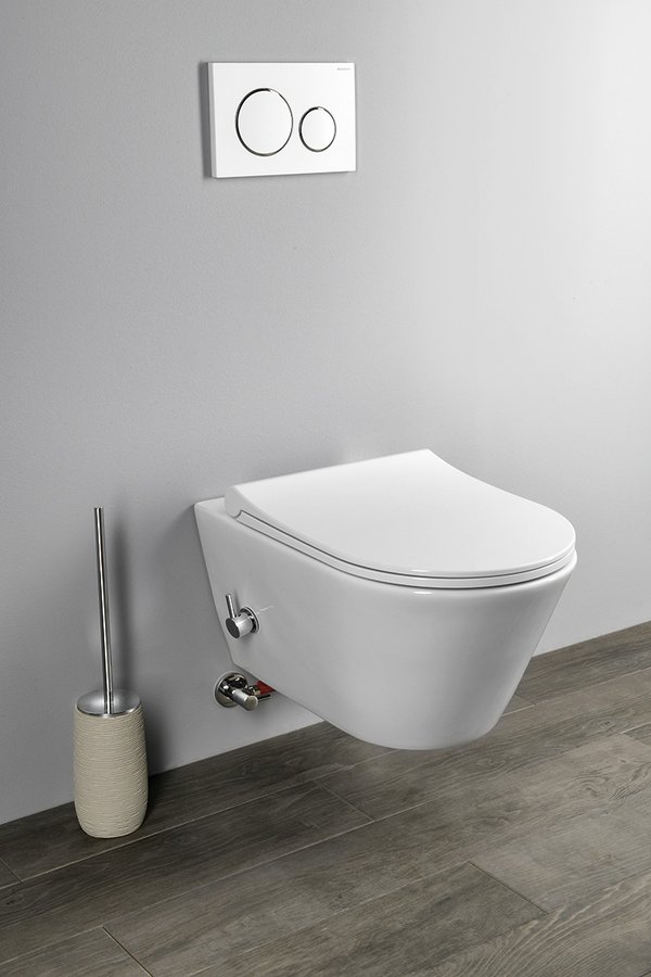 AVVA Hänge-WC, mit Armatur und Bidetdusche, Rimless,35,5x53 cm, weiss
