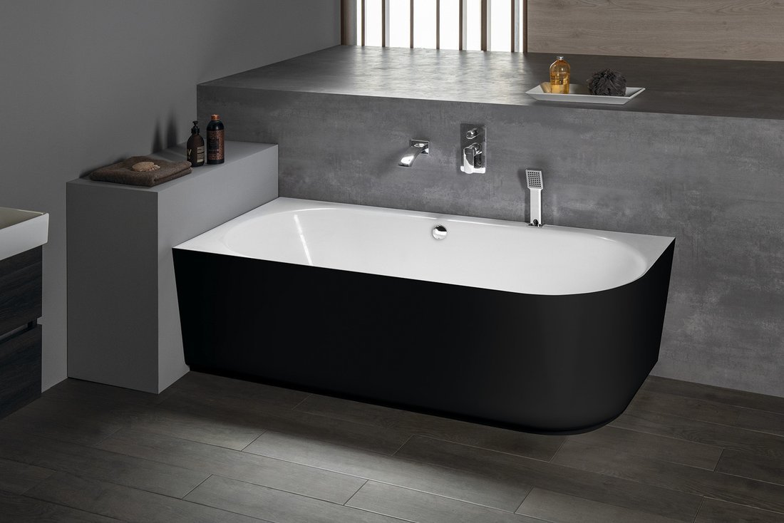 SUSSI L Freistehende Badewanne 160x70x49,5cm, schwarz/weiß