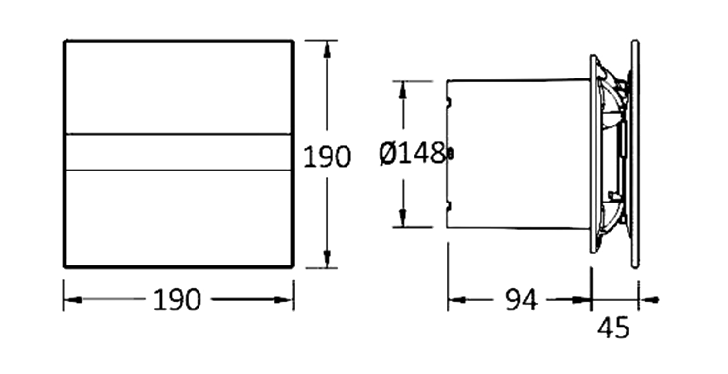 E-150 GTH Axial-Badlüfter mit Automat, 10W/19W, Rohrleitung 150mm, weiß