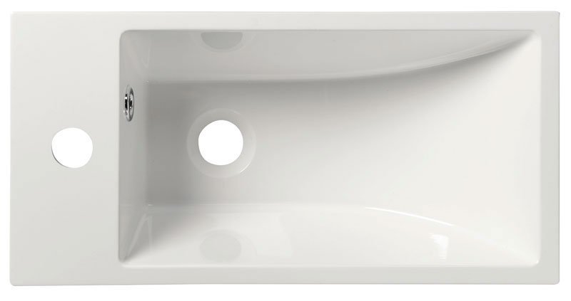 ARIANA Gussmarmor-Waschtisch 50x10x25 cm, links, weiß