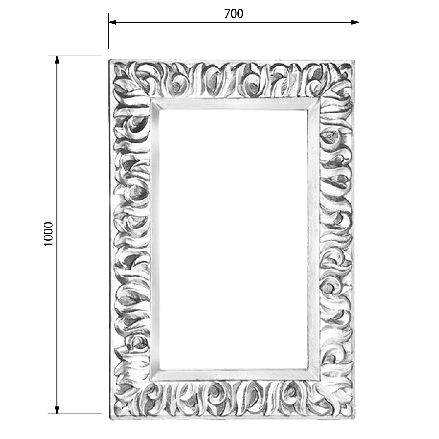 ZEEGRAS Rahmenspiegel, 70x100cm, Altweiß