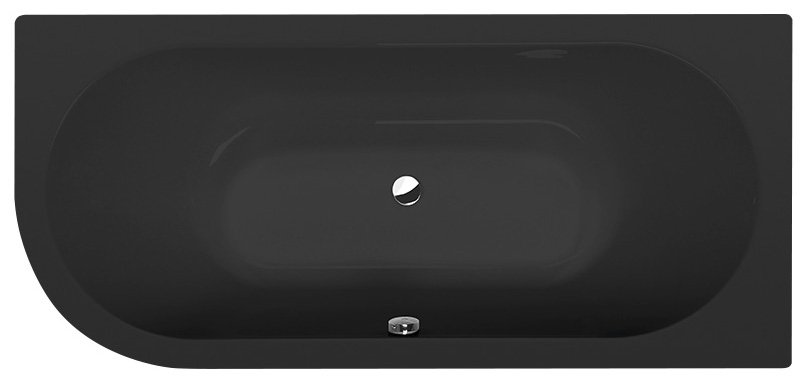 VIVA R asymmetrische Badewanne 175x80x47cm, rechts, schwarz matt