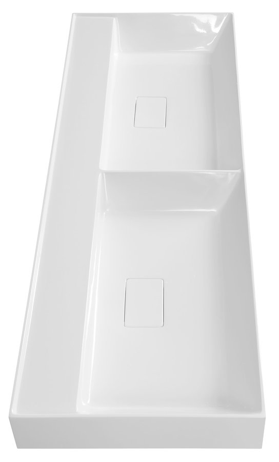 GODIVA Gussmarmor-Doppelwaschtisch 119x44cm, ohne Hanloch, weiß