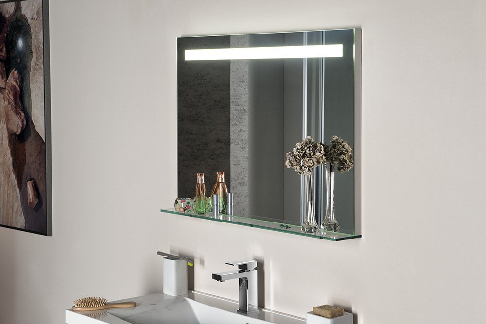 BRETO LED beleuchteter Spiegel mit Ablage 800x608mm
