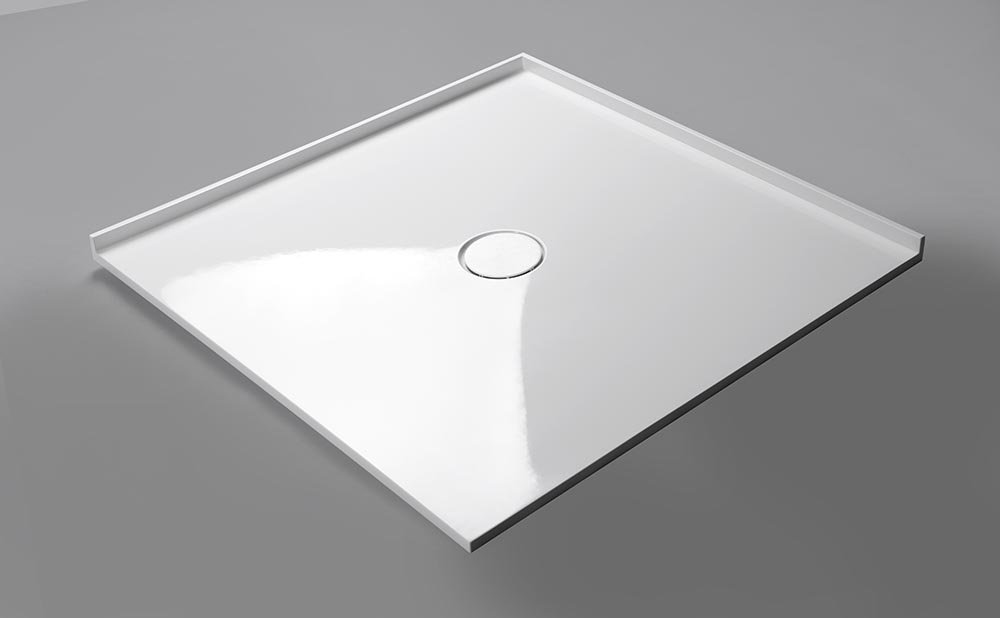 MIRAI Gussmarmor - Duschwanne, Quadrat 100x100x1,8cm, weiß