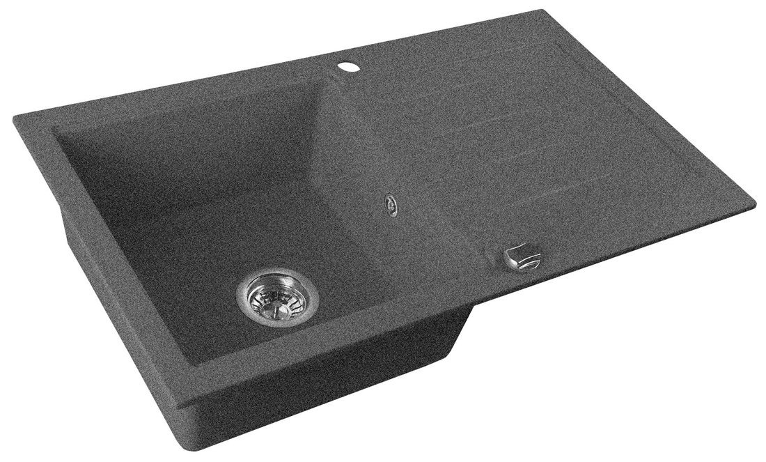 Granitspüle mit Abtropffläche 86x50 cm, schwarz