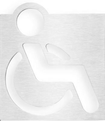 WC Behinderte Schild 120x120 mm, polierter Edelstahl