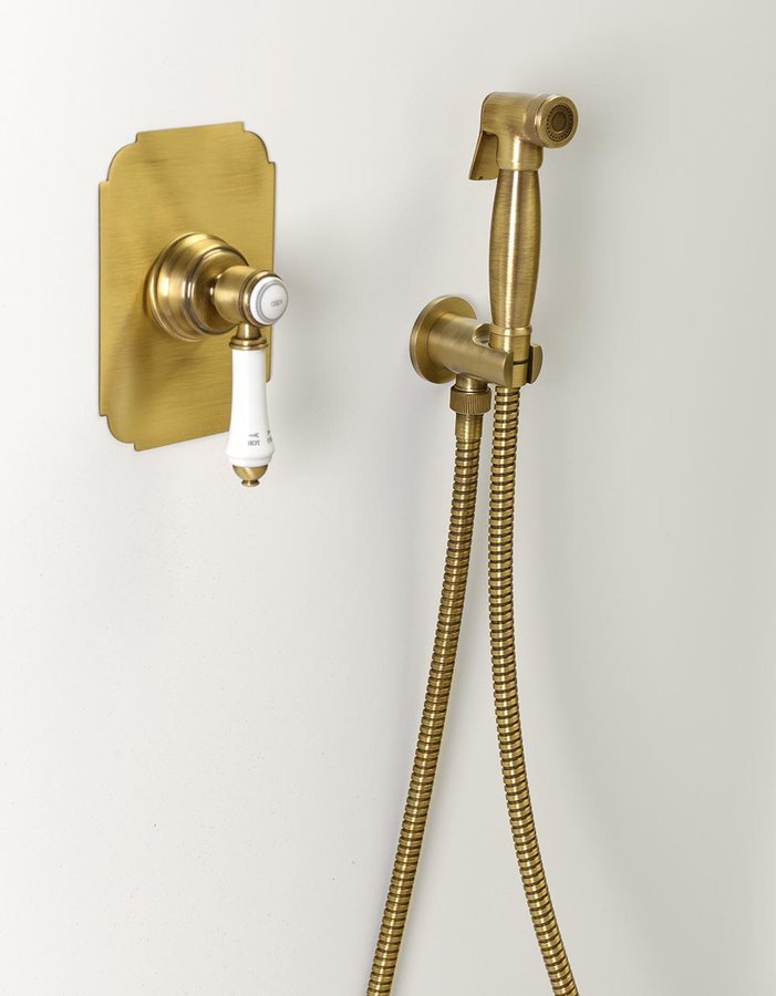 Bidetbrause, Retro-Stil, Schlauch und Brausehalter mit Duschanschluss, Bronze