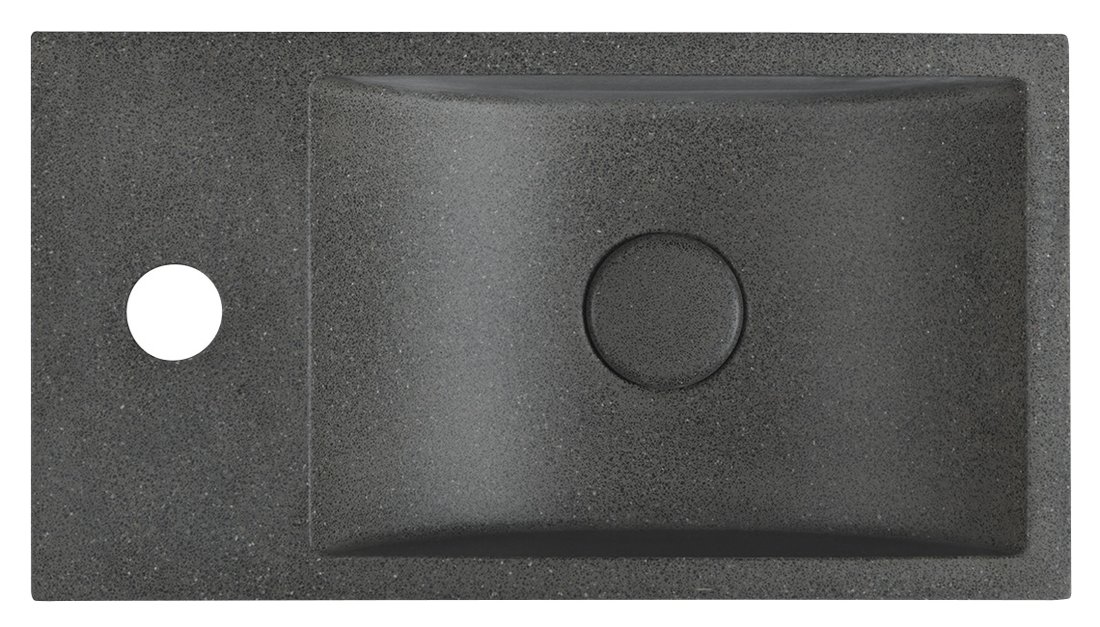 CREST L Betonwaschbecken inkl. Abfall, 40x22 cm, schwarzer Granit