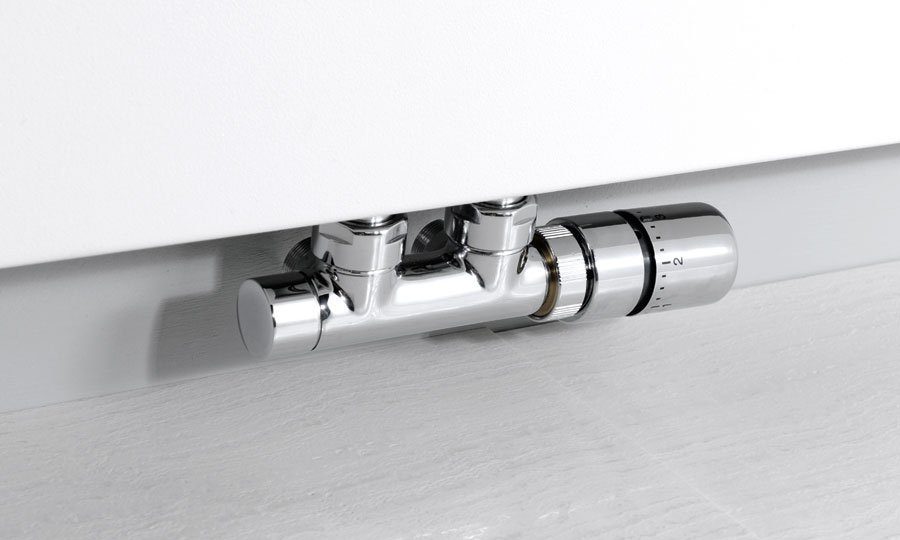 TWIN Thermostat-Anschlusset für Mittelanschluss 50mm, gebürsteter Edelstahl