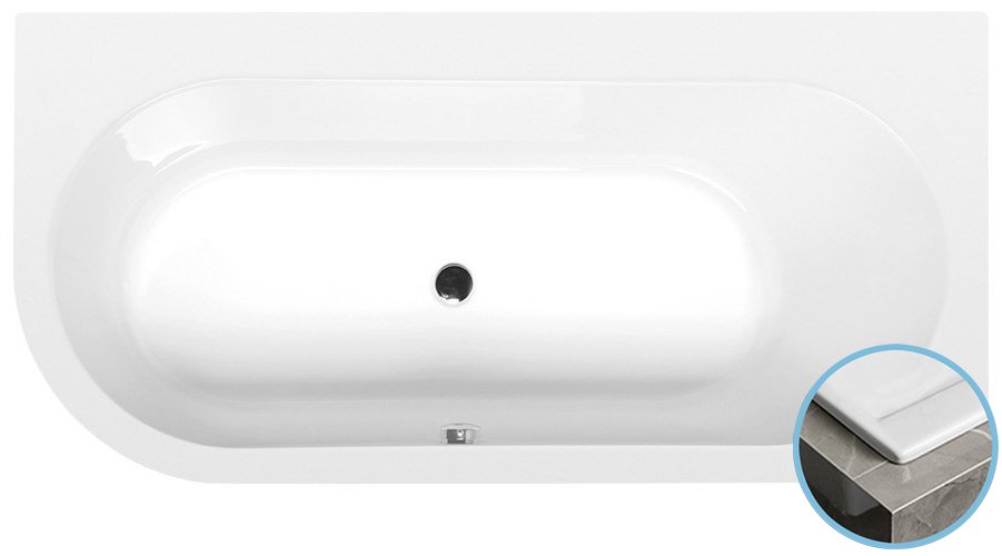 ASTRA R SLIM asymmetrische Badewanne 165x80x48cm, weiß
