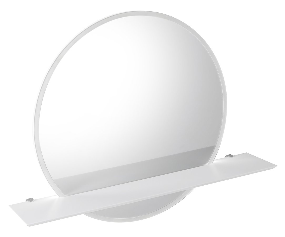 VISO LED beleuchteter Spiegel, rund, Durchmesser 80cm mit Regal, weiß matt