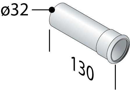 Siphon-Verlängerungsrohr mit Flansch, 32/130mm, Chrom