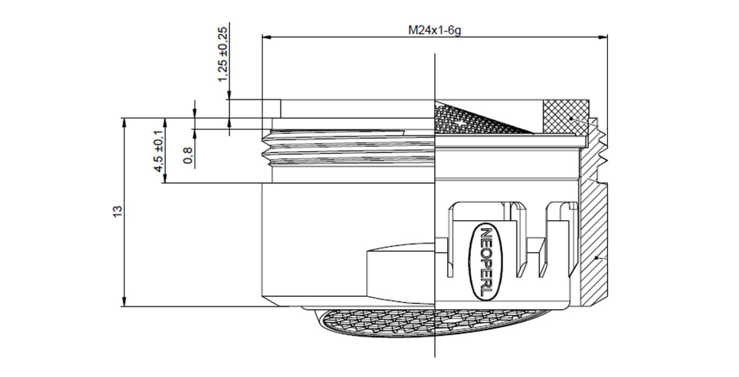 NEOPERL Perlator mit kippbarem Sieb, Außengewinde M24x1, Chrom