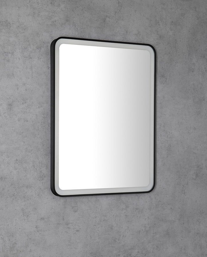 VENERO Spiegel mit LED Beleuchtung 60x80cm, schwarz