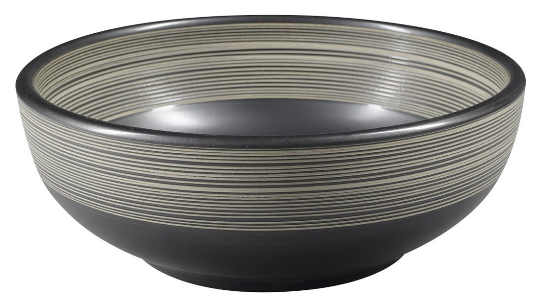 PRIORI Keramik-Waschtisch Durchmesser 41 cm, 15 cm, schwarz mit Weissdekor