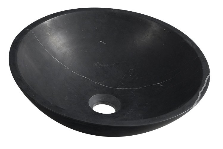 BLOK Stein-Waschtisch Durchmesser 40cm, Marquin schwarz, matt