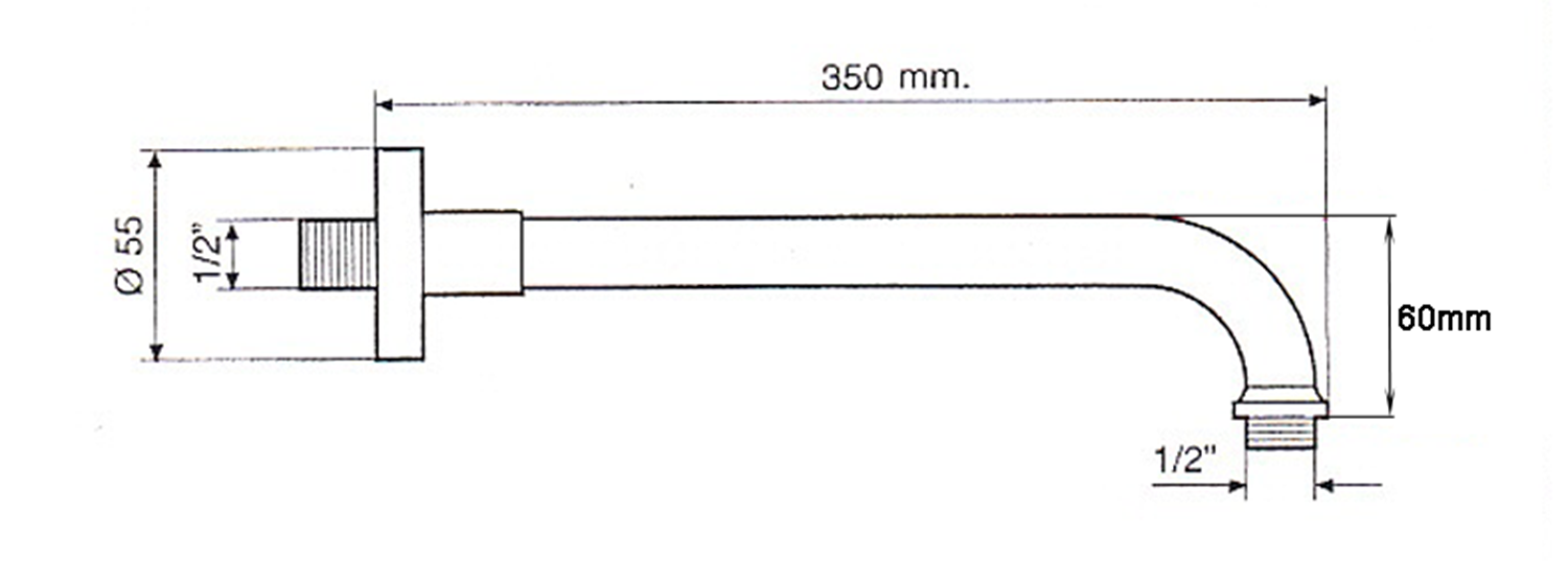 Duscharm 350mm, poliertes Nickel