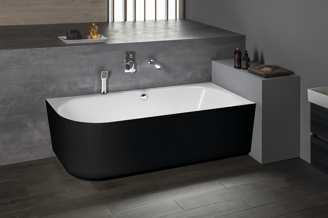 SUSSI R Freistehende Badewanne 160x70x49,5cm, schwarz/weiß