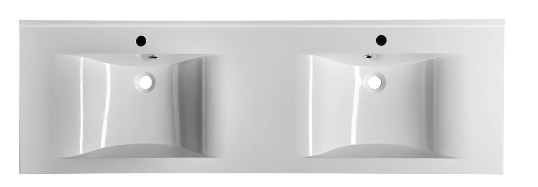 FLAVIA Gussmarmor-Doppelwaschtisch 160x50cm, weiß