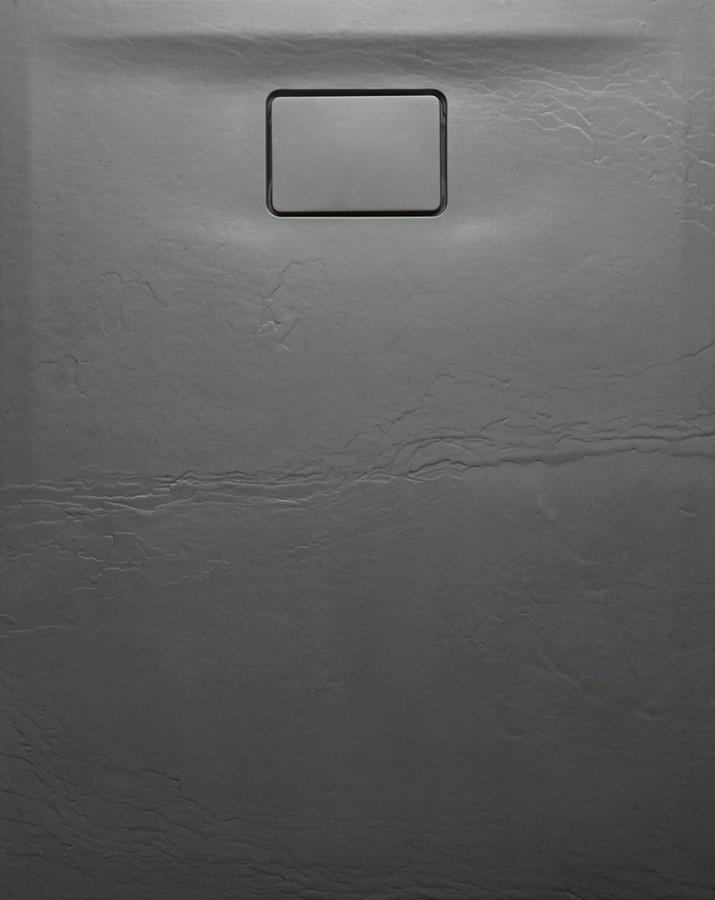 ACORA Duschwanne aus gegossenem Marmor, 100x80x2,9cm, Rechteck, grau, Steind