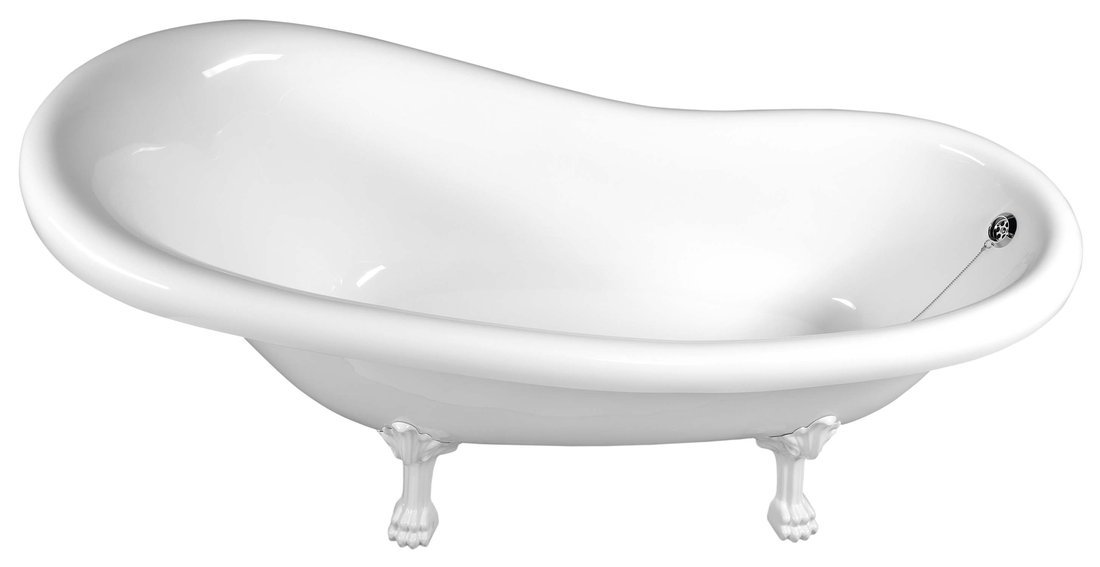 RETRO Freistehende Badewanne 160x73x82cm, Füße weiß, weiß