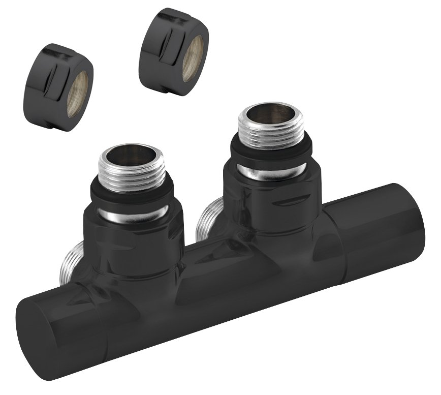 TWIN BLACK Badheizkörper-Anschlussgarnitur für Mittelanschluss, 50mm, schwarz matt
