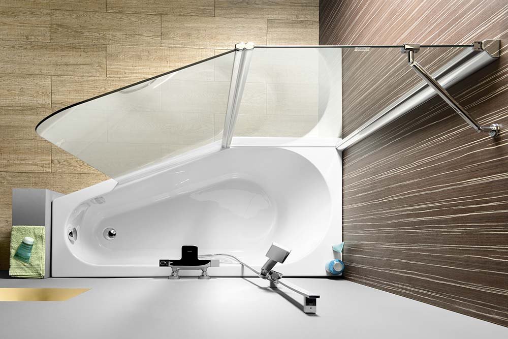 TIGRA asymmetrische Badewanne mit Füßen 150x75x46cm, links, weiß