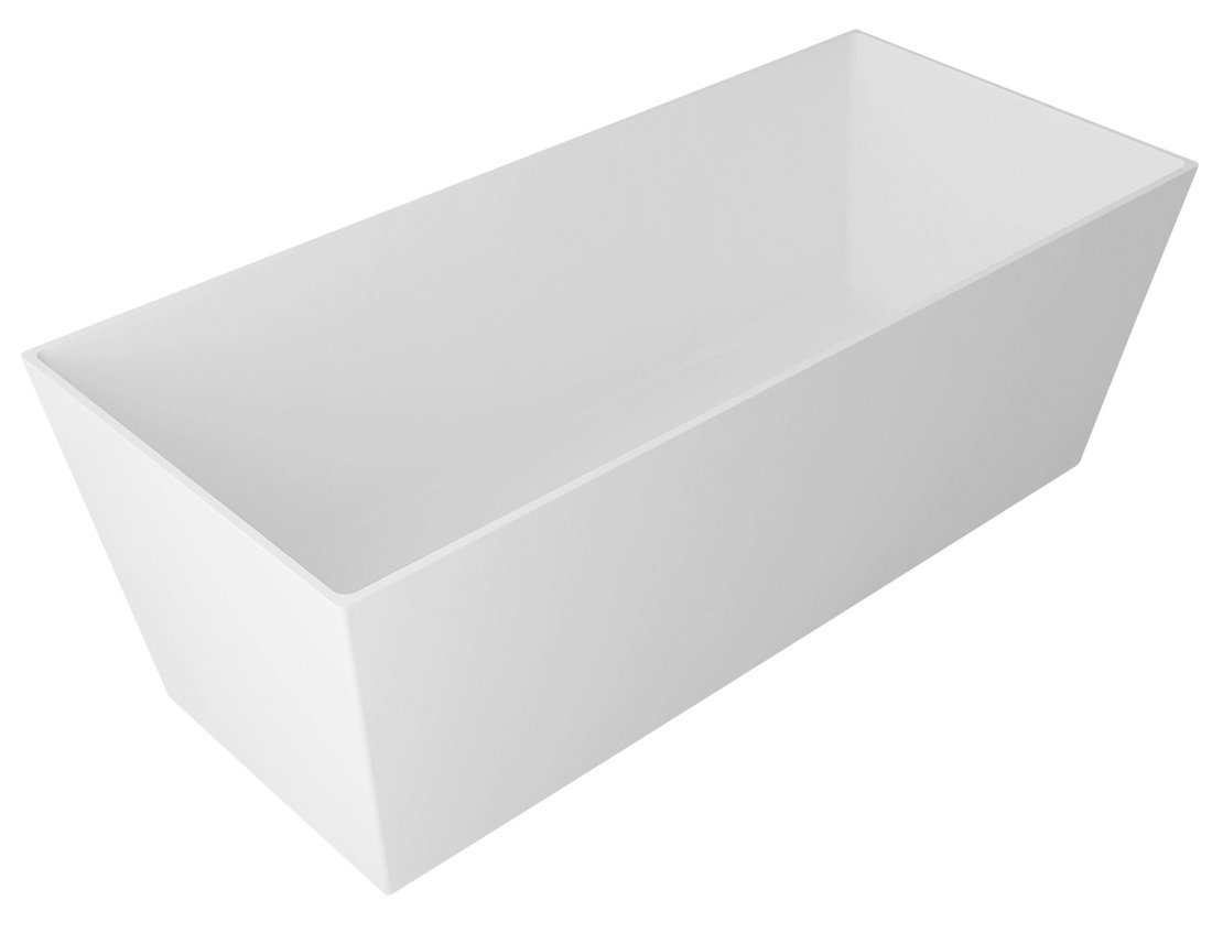 KVADRIE - Gussmarmor-Badewanne, 1590x650x550mm, Umfang 360l, weiß glänzend
