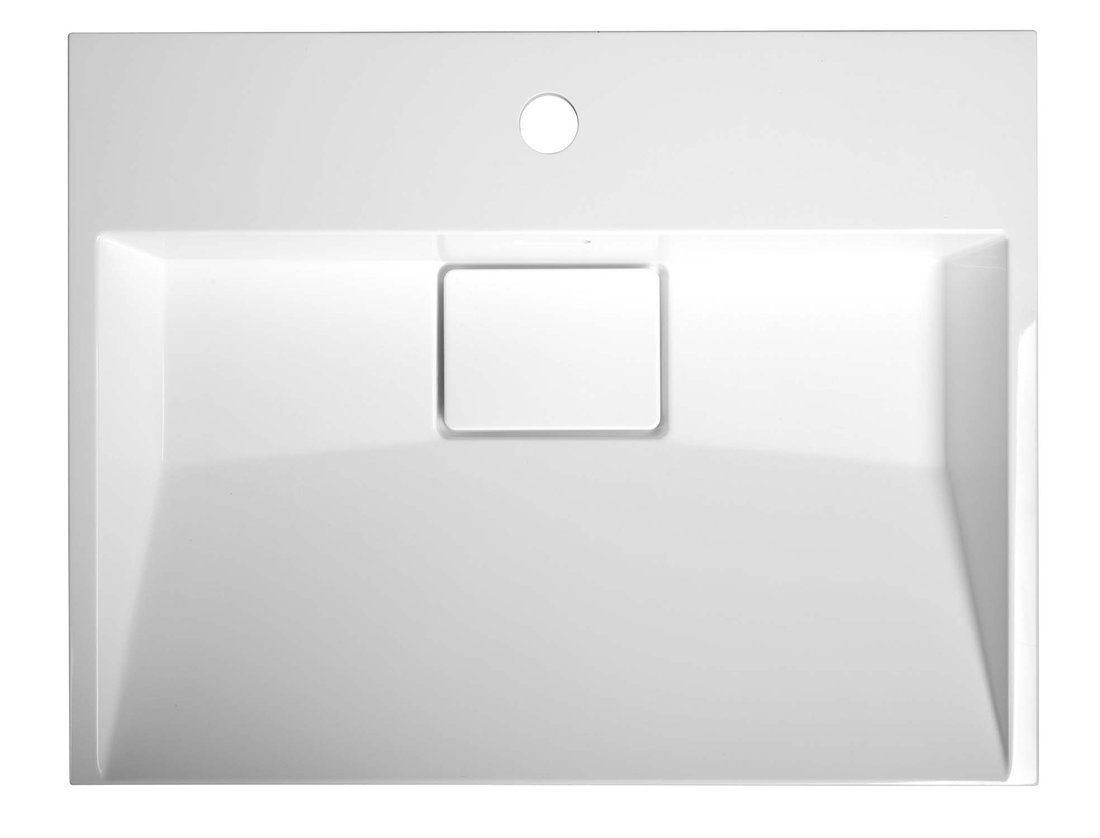 AMUR Gussmarmor-Waschtisch inkl. Ablaufabdeckung 60x45cm, weiß