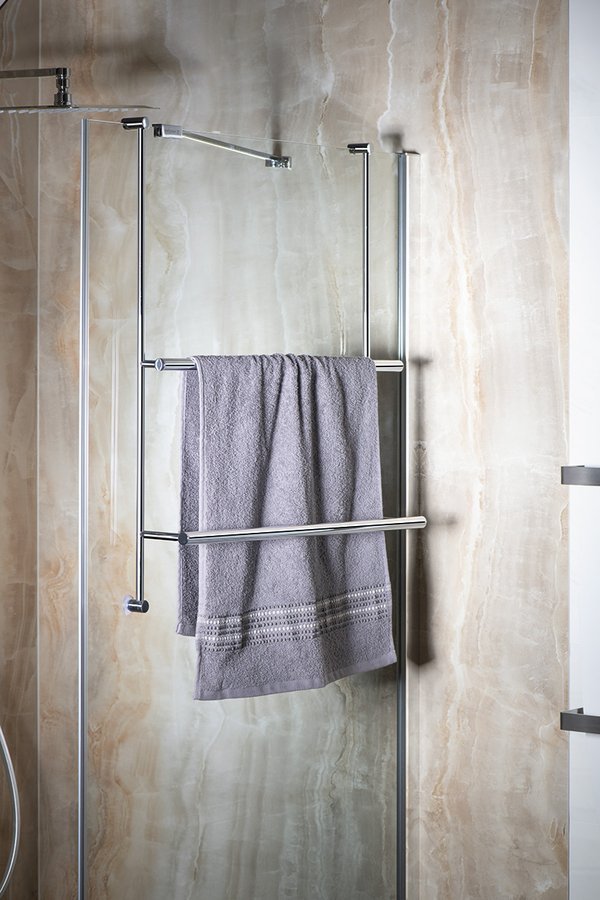 Handtuchhalter zum Einhängen, für Duschabtrennungen, 600x730x125mm, Chrom