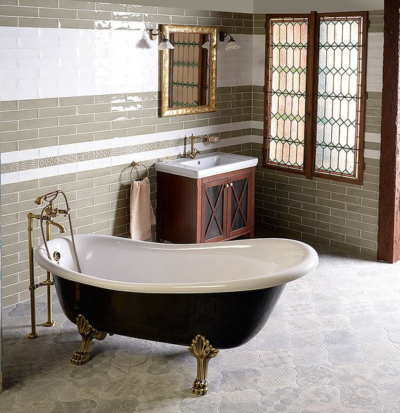 RETRO Freistehende Badewanne 175x76x72cm, Füße bronze, weiß