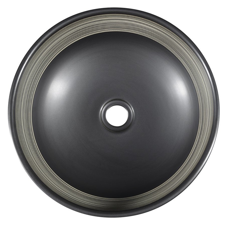 PRIORI Keramik-Waschtisch Durchmesser 41 cm, 15 cm, schwarz mit Weissdekor