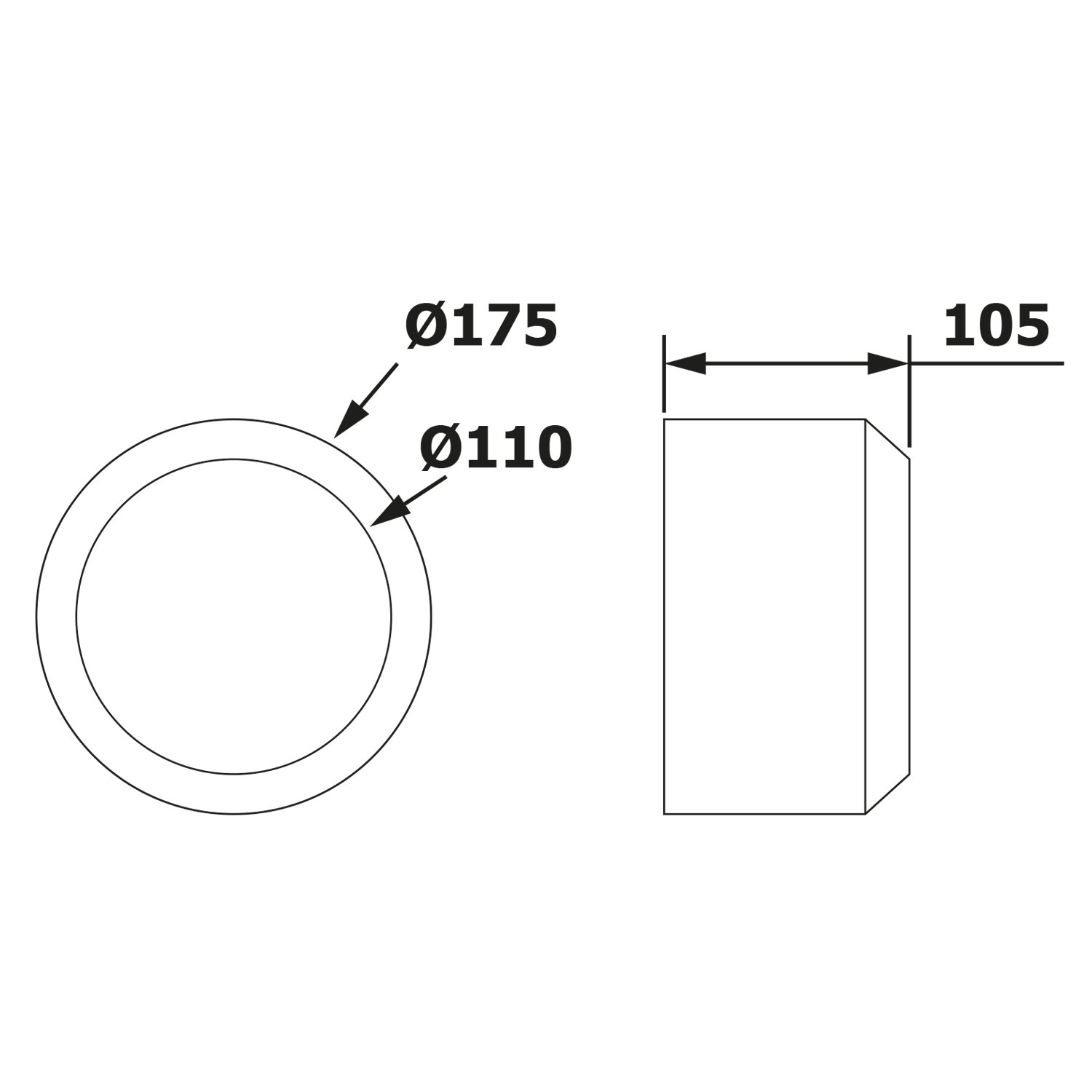 Rosette für WC-Anschluss, 2-teilig, 110mm, h.105mm